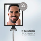 ConairMan Lighted Mirror, Fogless Mirror for Shower with 2X Magnification, Shower Mirror Fogless for Shaving, Battery Operated in Glossy Black, 7.3 L x 5 W