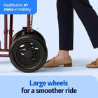 Medline Lightweight Transport Wheelchair with Handbrakes, Folding Transport Chair for Adults has 12 inch Wheels, Red