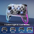 Wireless Controller for Switch/Lite/OLED/PC/Android/iOS - Ergonomic Gamepad with 7 Color RGB Lighting, Turbo/Vibration Adjustment & One-Key Wake-Up Function