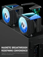 upHere CPU Cooler Air,Dual Tower Cooler with 120mm ARGB PWM Fan,8 Heat Pipes for Intel LGA 1851/1700/2011/2066/115X,AM5/AM4/AM3,Black,UE2 Elite KC8C