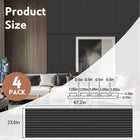 RITOLLO Wood Slat Wall Panel | 4 Pcs Acoustic Wall Panels 47.2 x 23.6 Wall Panels 3D Sound Dampening Panels Wall Decoration - Matte Black