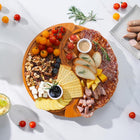 US Patented Double-Layer Charcuterie Board| Large Cheese Board Platter Set w 4 Knives and 2 Bowls | Premium Bamboo Serving Tray | Hoursewarming Christmas (Mocha Brown)