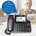 Panasonic DECT 6.0 2-in-1 Corded/Cordless Phone with Answering Machine, Advanced Call Block (1,000 numbers), and Talking Caller ID - 2 Cordless Handset - KX-TGF872CB (Black)