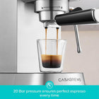 CASABREWS 5418 PRO Espresso Machine with Fast Heating System and Steam Wand | Brew Ready in 5 seconds, Brews 2+ milk drinks in a row, 20-Bar Pump, Built-in Pressure Gauge, Pro Steam Wand for Lattes