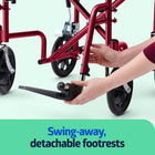Medline Lightweight Transport Wheelchair with Handbrakes, Folding Transport Chair for Adults has 12 inch Wheels, Red