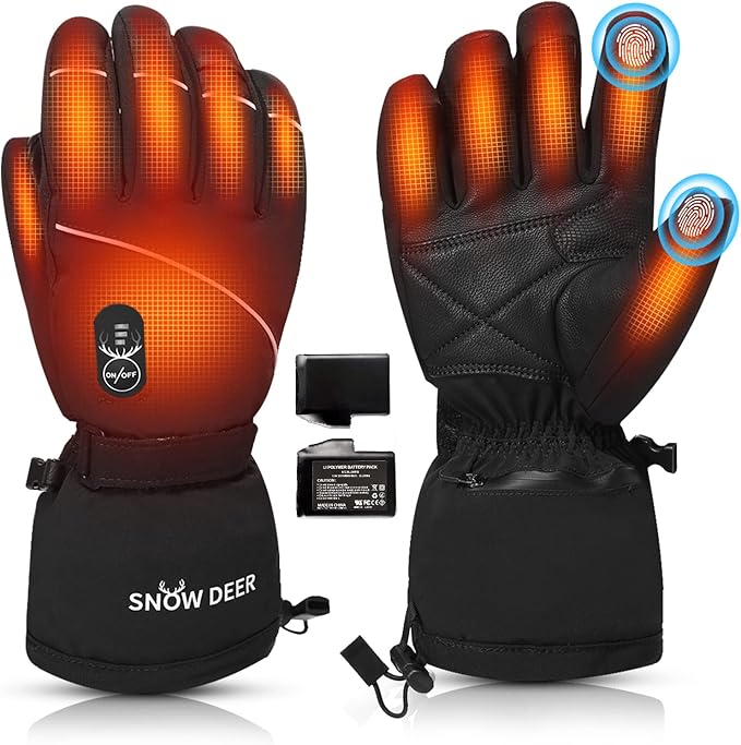 XXL Upgraded Heated Gloves Men Women,Ski Motorcycle Electric Battery Mittens Gloves