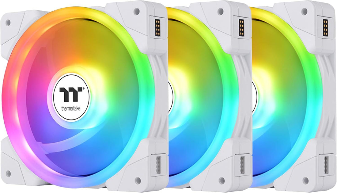 Thermaltake SWAFAN EX 12 ARGB PC Cooling Fan White, 3-Fan pcak, 500~2000 RPM, Magnetic Connection, Reversable Blades, sync with MB RGB Software, CL-F169-PL12SW-A