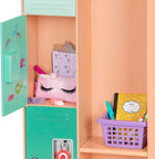 Our Generation 18-Inch Doll School Locker, Classroom Cool Set, Deluxe | 18-piece school accessory set with locker, 3 locks, shelves, stickers, clipboard, pencil case, and supplies, Deluxe, 5+ Years