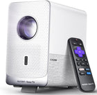 Aurzen Roku TV Smart Projector with Wifi and Bluetooth, D1R Cube Roku Streaming Experience Built-in, Sealed Optical Engine, 1080P FHD, DoIby Audio,Portable Mini Projector for Soccer Game/Outdoor Movie