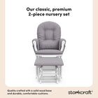 Storkcraft Hoop Custom Glider and Ottoman, White/Slate Gray Swirl