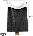 UGG Nita Throw Blanket for Bed, Soft Reversible Plush Throw for Couch and Living Room, Cozy Fluffy Blanket, Washable Bedding, Home Decor, 127 x 177-cm, Charcoal Grey