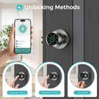 Smart Door Knob with Keypad, Smart Door Lock Fingerprint Door Lock with Keypad, App Control, Suitable Door Lock for Bedroom,Cloakroom,Apartments Offices,Hotels (Satin Nickel)