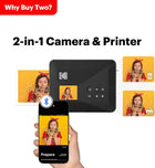 KODAK Mini Shot 3 Retro 4PASS 2-in-1 Instant Camera and Photo Printer (3x3 inches) + 38 Sheets Bundle (8 Initial Sheets + 30 Sheets Pack), White