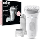 Braun Silk-épil 7 Epilator, Wet and Dry, Wide Head, Includes Shaver Head and Trimmer Comb, SE7-041, Silver