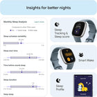 Google Fitbit Versa 4 - Fitness Smartwatch - Waterfall Blue / Platinum | Fitness Smartwatch with Daily Readiness, GPS, 24/7 Heart Rate, 40+ Exercise Modes, Sleep Tracking and More, One Size