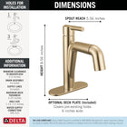 Delta Faucet Nicoli Pull-Down Single Hole Bathroom Faucet, Gold Bathroom Sink Faucet, Bathroom Faucet with Pull Out Sprayer, Single Handle Bathroom Faucet, Champagne Bronze 15849LF-CZPD