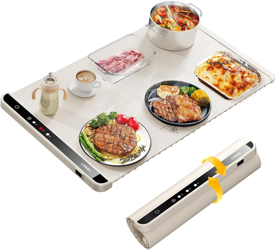 Food Warming Mat,Warming Mat for Food – 10s Rapid Heating & Rollable, Timed Constant Temperature & Easy to Store, Perfect Helper for Family Gatherings & Entertainment