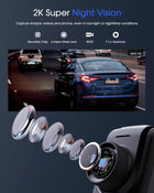 Dash Cam WiFi 2K, Car Camera with APP, External GPS, 1.5\'\' IPS Screen, Front Dash Camera for Cars, Mini Dashcams, WDR Night Vision, 24H Parking Monitor, Loop Recording, G-Sensor