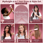 Mythsight StyleVibe 6-in-1 Air Styler, Hair Dryer & Blow Dryer Brush with Auto Wrap Curl L/R, Fast Drying, Smooth Blowouts, Root-Lift Volume, No Heat Damage Frizz-Free Thermal Brush with Travel Bag