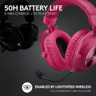 Logitech G PRO X 2 Lightspeed Wireless Gaming Headset: Detachable Boom Mic, 50mm Graphene Drivers, DTS:X Headphone 2.0—7.1 Surround, Bluetooth/USB/3.5mm Aux, for PC, PS5, PS4, Switch - Magenta