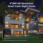 4-Lens Security Cameras Wireless Outdoor & Indoor, 8MP HD Image, 360° PTZ Coverage, WiFi App Remote, 2-Way Audio, Full Color Night Vision, AI Motion Detecting & Tracking