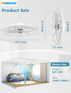 VOLISUN Low Profile Ceiling Fan with Lights and Remote, 20in Bladeless Ceiling Fan Light, 3000K-6500K Dimmable Modern Ceilings Fans Flush Mount, White Fandelier Ceilings Fans with Lights for Bedroom