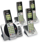 VTech DECT 6.0 Four Handset Cordless Phones with ITAD, CID, Green Backlit Keypads and Screens, Full Duplex Handset Speakerphones, Call Block Silver/Black, CS6929-4