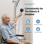 MakeFit Drill-free Dual Shower Head with Handheld Combo Rainfall Shower Head Easy Reach 3-way Diverter Stainless Steel Slide Bar with Height Adjustable Holder Adjustable Rain Showerhead (Chrome)