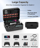 Large All in One Carrying Case for Switch 2 (2025), with 18 Game Card Slots Waterproof and Dustproof Travel Case Compatible with Switch 2, Pro Controller and Other Accessories, Black