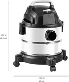Amazon Basics Stainless Steel Tank 4 gallon, 3 HP Powerful Suction Wet/Dry Vacuum for Garage and Car, Grey/Black