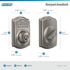 Schlage BE365VCAM619 Camelot Keypad Deadbolt, Satin Nickel