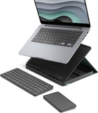 Logitech Casa Pop Up Desk Kit with Laptop Stand, Wireless Keyboard & Touchpad, Bluetooth, USB C Charging, for Laptop/MacBook (10” to 17”) - Windows, macOS, ChromeOS - Classic Chic, Green/Black