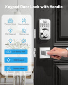 Zowill Keyless Entry Door Lock with 2 Handles, Electronic Keypad Deadbolt, Auto-Locking, Anti-Peeping Password, Digital Smart Code Door Lock, Front Door Handle Sets, Satin Nickel