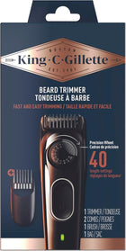 King C. Gillette Beard Trimmer Full Kit with 40 beard length settings and Washable Lifetime Sharp Blade for fast and easy trimming