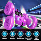 Remote Control Car,RC Cars with Sides Light Strip and Headlights,Double Sided 360 Flips Rotating RC Stunt Car,2.4Ghz All Terrain Toys for Ages 4-6 Kids Toy for Boy Girl Birthday Gift(Purple)