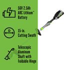 EGO POWERLOAD 56-volt 15-in Telescopic Shaft Battery String Trimmer 2.5 Ah (Battery Included) (Charger Included)