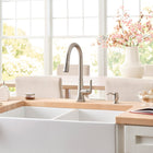 allen + roth Dunmore Spot Resist Stainless Single Handle Deck-mount Pull-down Kitchen Faucet with Sprayer (Includes Deck Plate) (Includes Soap Dispenser)