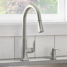 allen + roth Dunmore Spot Resist Stainless Single Handle Deck-mount Pull-down Kitchen Faucet with Sprayer (Includes Deck Plate) (Includes Soap Dispenser)