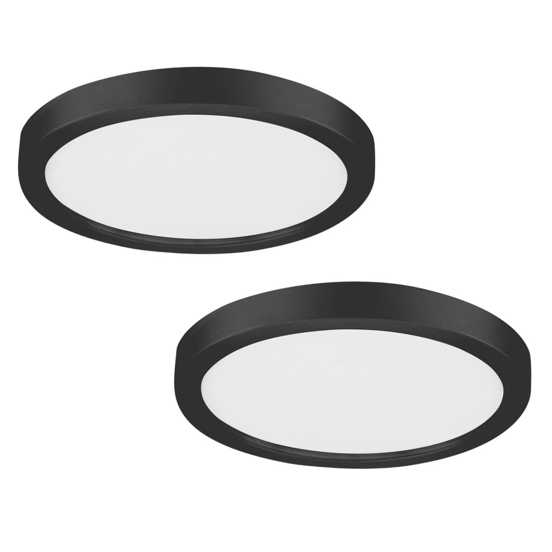 Project Source Edge Light 11-in Black Outdoor 1 -Light LED Tunable White Flush Mount Light with Plastic Shade 2 -Pack