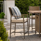 allen + roth Dorsey Set of 2 Wicker Gray Steel Frame Stationary Counter-height Chair with Cream Cushioned Seat