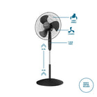 Utilitech 18-in Indoor Oscillating Pedestal Fan, in Black with Remote