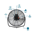 Utilitech 20-in High Velocity Indoor Floor Fan, in Black