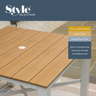 Style Selections Waterline Square Steel Frame Outdoor Dining Table 45.28-in W x 45.28-in L with Umbrella Hole
