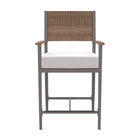allen + roth Dorsey Set of 2 Wicker Gray Steel Frame Stationary Counter-height Chair with Cream Cushioned Seat