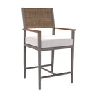 allen + roth Dorsey Set of 2 Wicker Gray Steel Frame Stationary Counter-height Chair with Cream Cushioned Seat