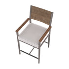 allen + roth Dorsey Set of 2 Wicker Gray Steel Frame Stationary Counter-height Chair with Cream Cushioned Seat