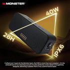 Monster S180 Bluetooth Speaker, 40W Wireless Speaker with 28H Playtime, Stereo Sound, Bluetooth 6.0, Support AUX, TF, Wireless Stereo Pairing, IPX6 Waterproof Speaker for Home, Outdoor