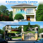 4-Lens Security Cameras Wireless Outdoor & Indoor, 8MP HD Image, 360° PTZ Coverage, WiFi App Remote, 2-Way Audio, Full Color Night Vision, AI Motion Detecting & Tracking