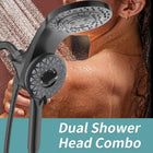 High Pressure Rain Shower Head with Handheld Spray, Magnetic Dual Shower Head with Handheld Combo, Magnetix Waterfall Showerhead with 8 Spray Modes and 71\ Hose (Matte Black)