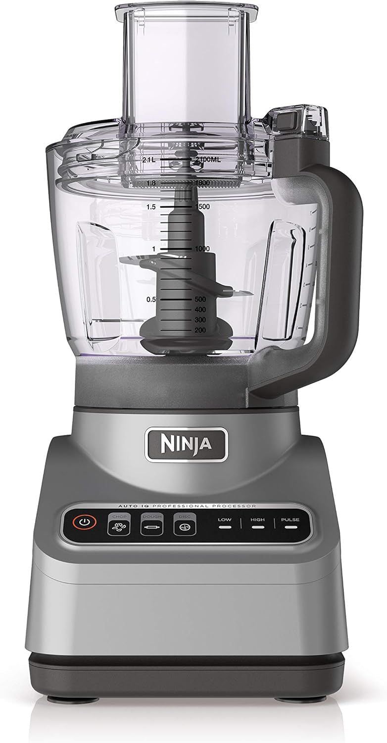 Ninja Professional Plus Food Processor 850-Watts With Auto-iQ Preset Programs Chop Puree Dough Slice Shred With a 9-Cup Capacity and a Silver Stainless Finish (BN600C) - Canadian Version